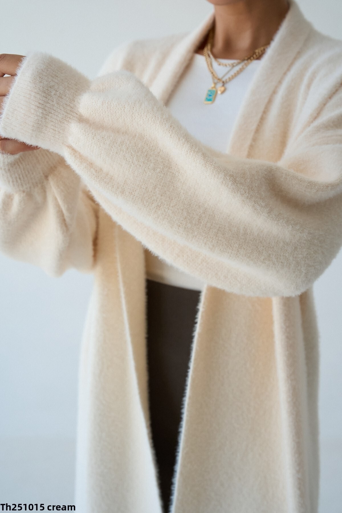 Miss Beyoğlu Női túlméretezett hosszú kötöttáru kardigán – rózsaszín, kő, béz...