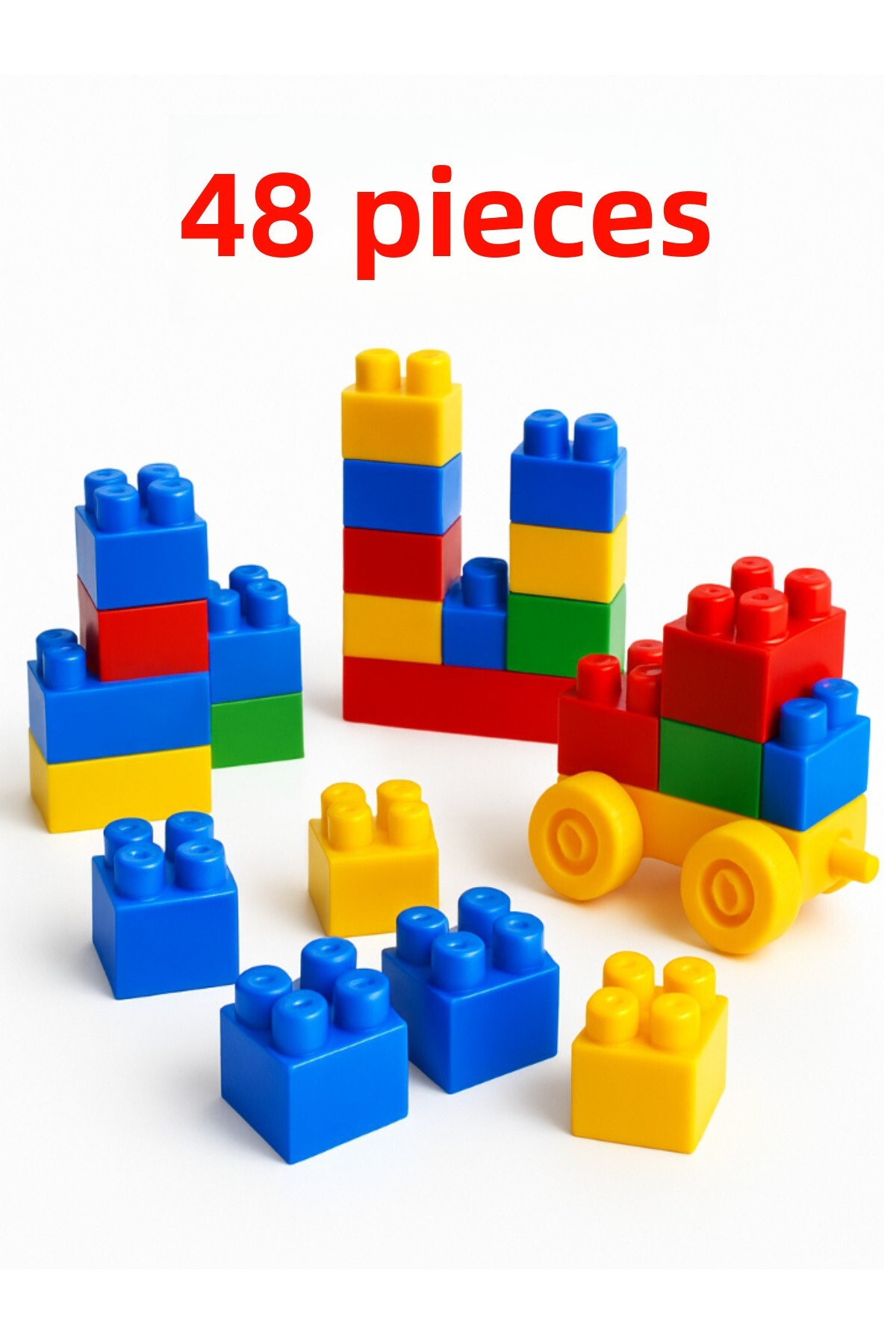 مجموعه بلوک‌های ساختمانی اسباب‌بازی برای ساختن ماشین و ساختمان، ۴۸ تکه