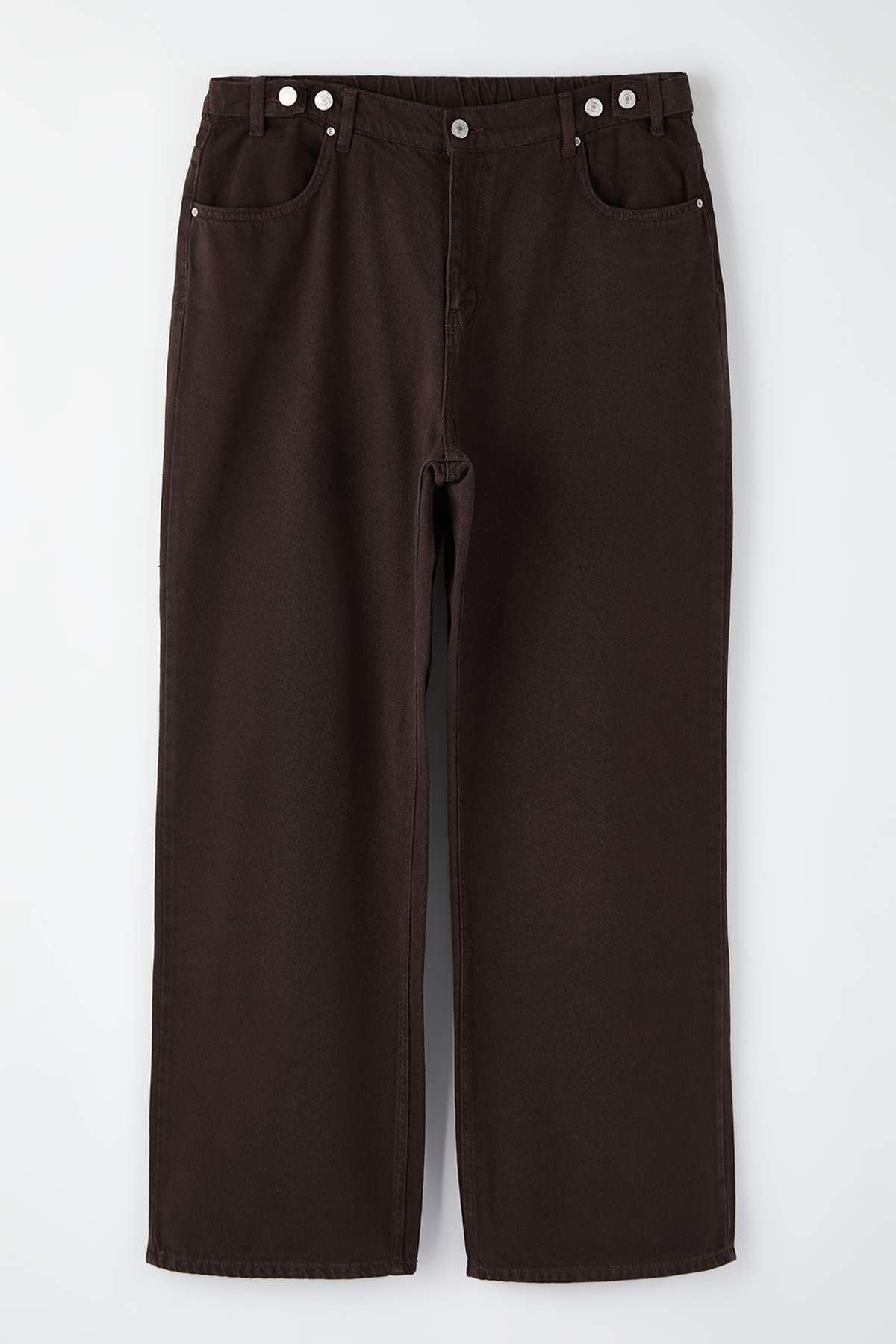 Trendyolmilla  Kahverengi Beli Lastikli ve Ayarlanabilir %100 Pamuk Non-Stretch Wide Leg Jeans TBBAW26AR00018 - Görsel 6