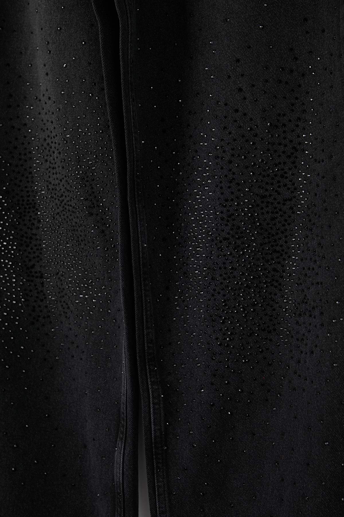 Trendyolmilla  Siyah Taş Detaylı Normal Bel Wide Leg Jeans TWOAW26JE00284 - Görsel 6