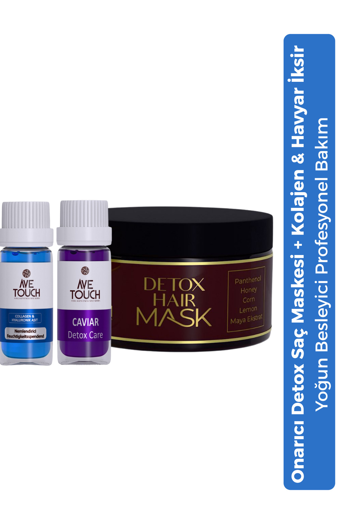 AVE TOUCH Detox Hair Maske & Caviar Detox Care Ekstrat & Collagen & Hyaluronik Asit Ekstrat Saç Bakım Seti — 07