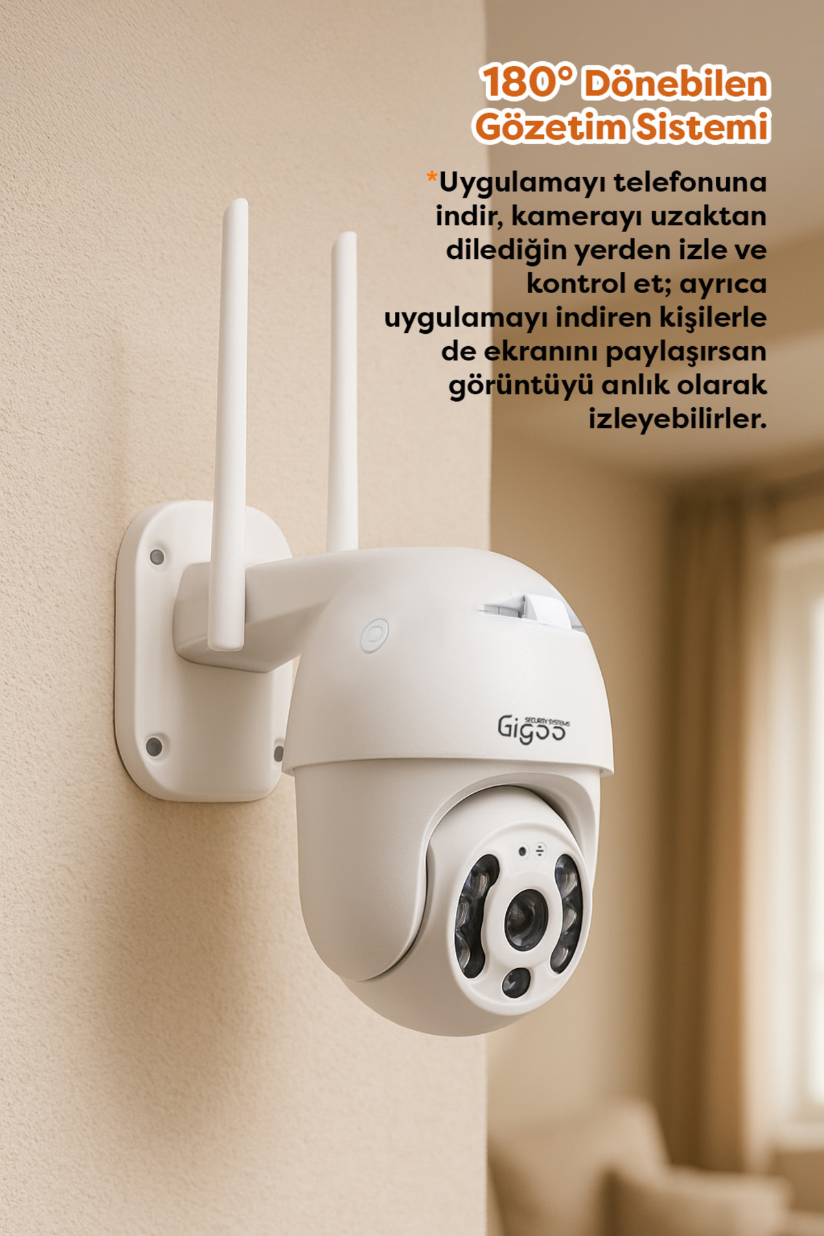 Gigoo Ptz Iç Ve Dış Mekan 360 Derece Çift Antenli 1080p Speed Dome Tipi Ip Güvenlik Kamerası fotoğrafı 2 (önizleme)