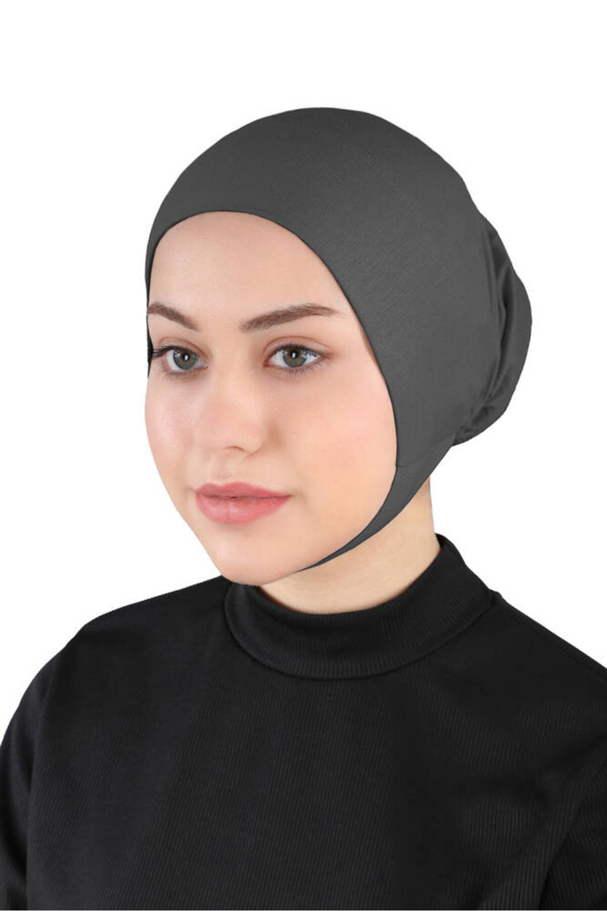 Ecardin Çeneli Rahat Boyunlu Hazır Hijab Bone - St 110 Siyah
