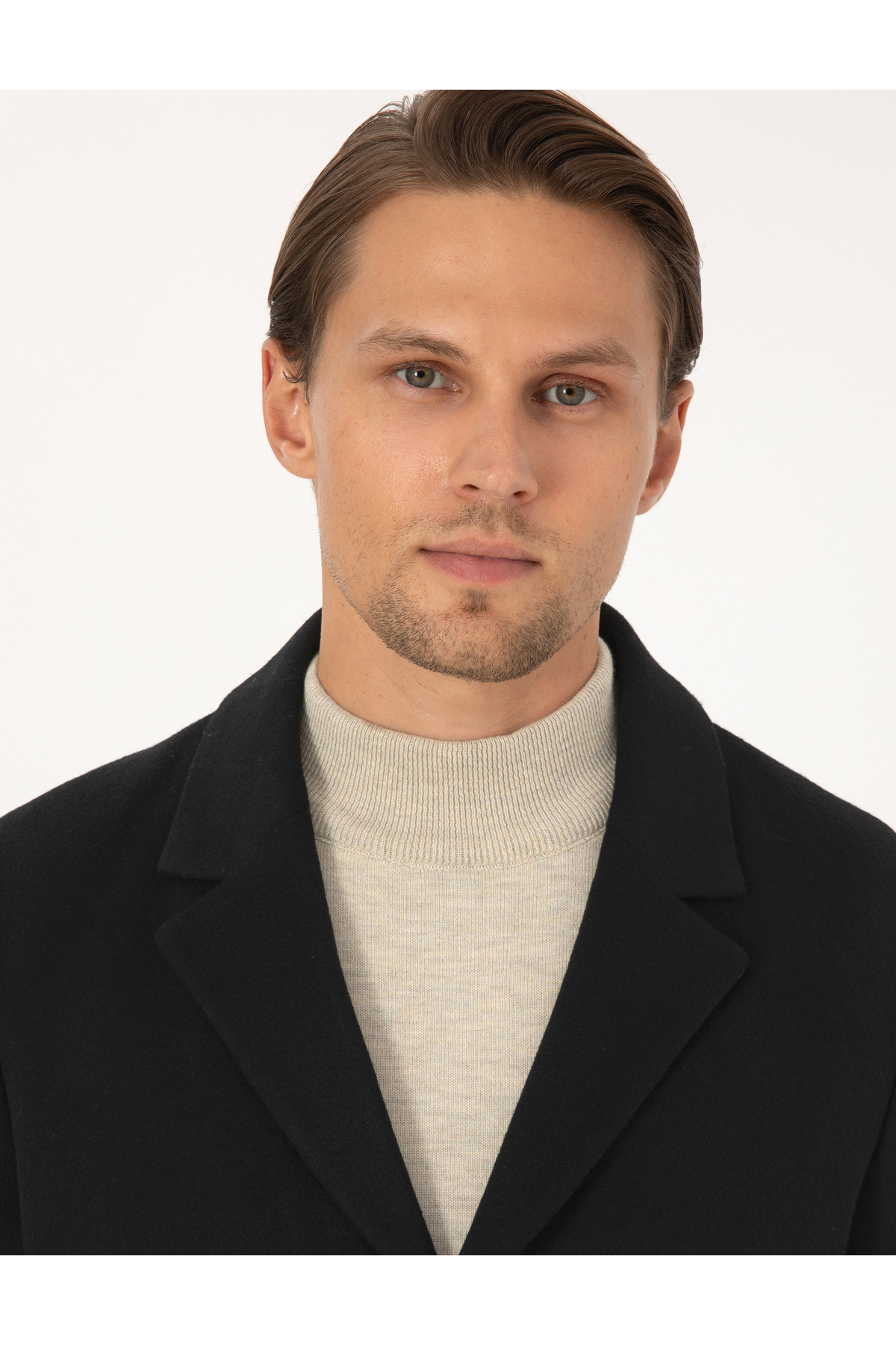 Pierre Cardin  Siyah Ekstra Slim Fit Yün Karışımlı Kaşe Kaban 50297487-VR046 - Görsel 2