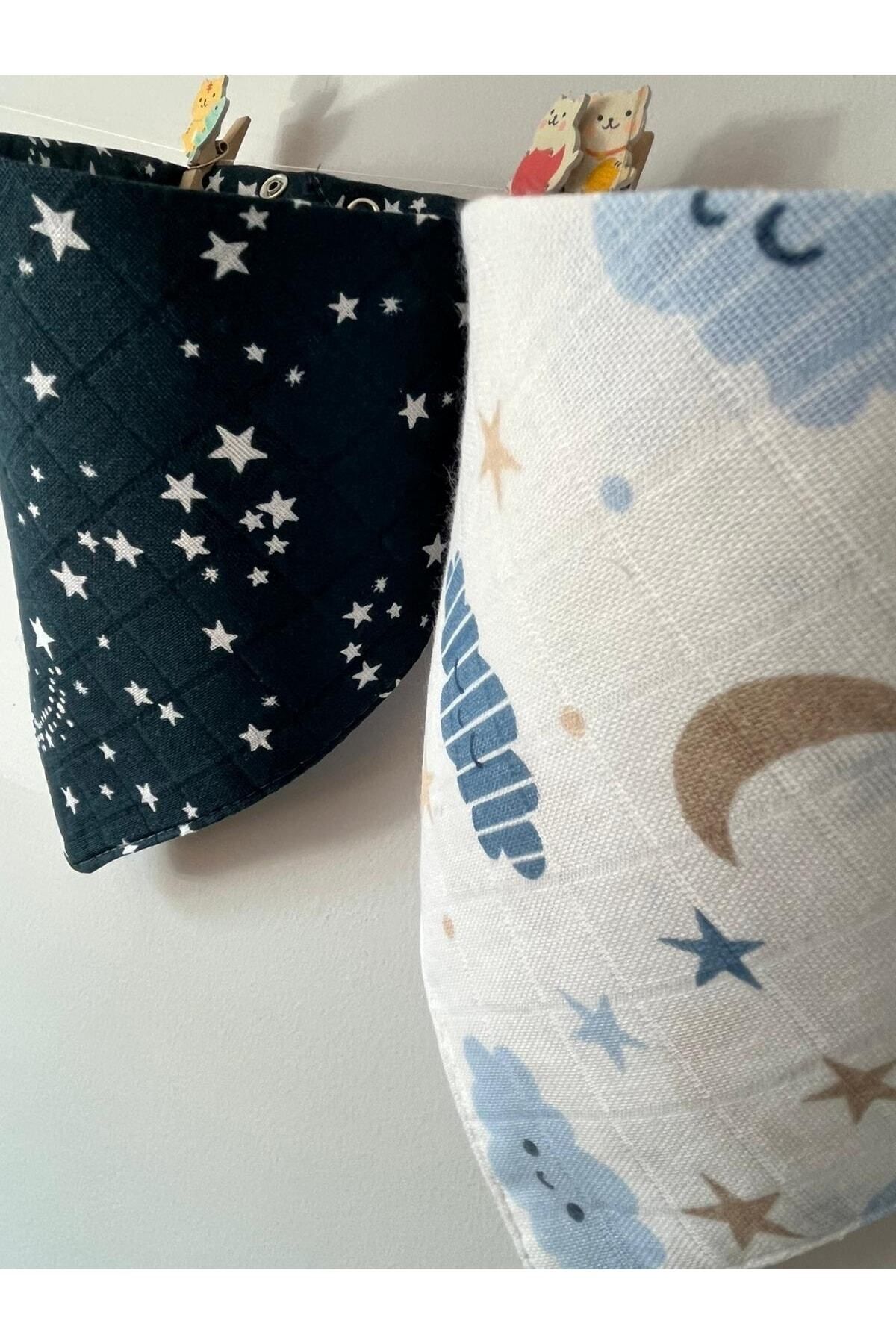 runbaby Müslin Kumaş Çıtçıtlı Bebek Salya Önlük & Fular (4 ADET) fotoğrafı 3 (önizleme)