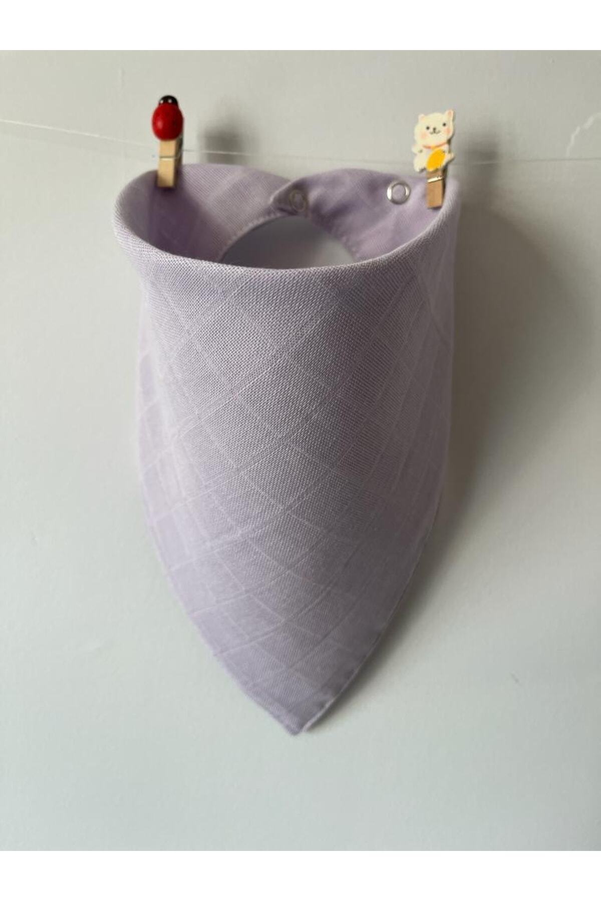 runbaby Müslin Kumaş Çıtçıtlı Bebek Salya Önlük & Fular ( Lila ) fotoğrafı 2 (önizleme)