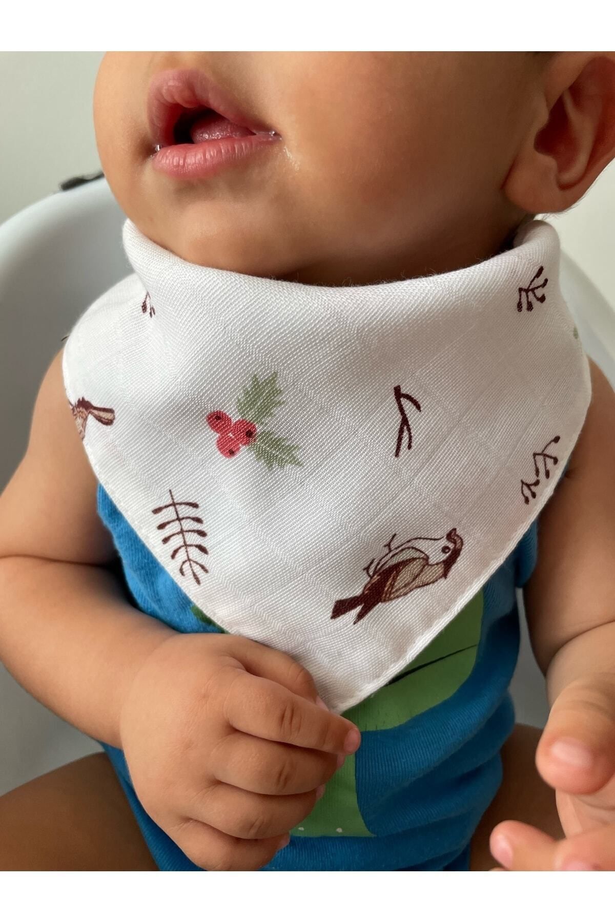 runbaby Müslin Kumaş Çıtçıtlı Bebek Salya Önlük & Fular (4 ADET) fotoğrafı 2 (önizleme)