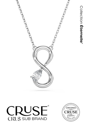 Cruse 925 Ayar Gümüş Éternelle™ Sonsuzluk Damla Tektaş Kolye 18 Ayar Beyaz Al...