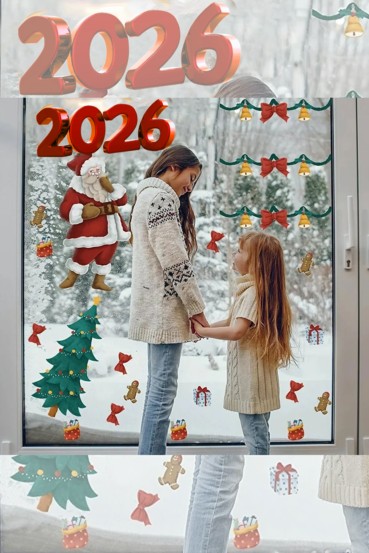 PANDA SOKAĞI 2026 Yılbaşı Sticker Seti Cam Duvar Süsü Yeni Yıl Sticker Çıkartma fotoğrafı 2 (önizleme)