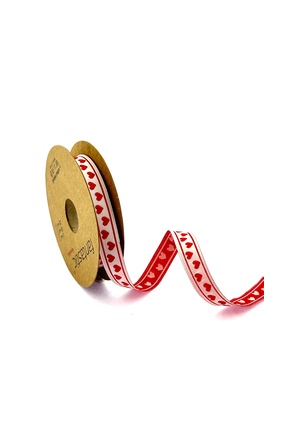 FANTASTIC KURDELE KALP DESENLİ DOKUMA KURDELE (11mm GENİŞLİK - 10mt UZUNLUK)