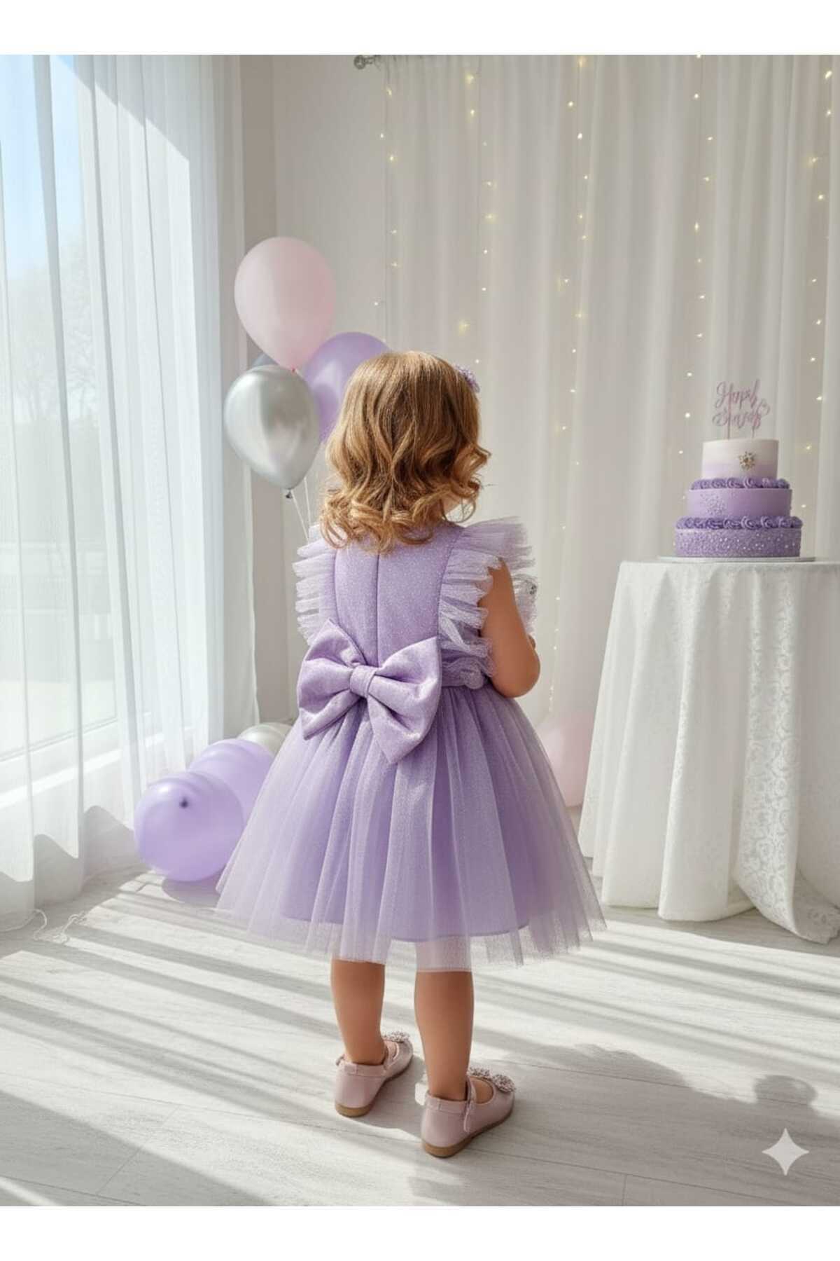 penu baby kids Lila Tüllü Kolsuz Kız Bebek Elbise - Christie fotoğrafı 3 (önizleme)