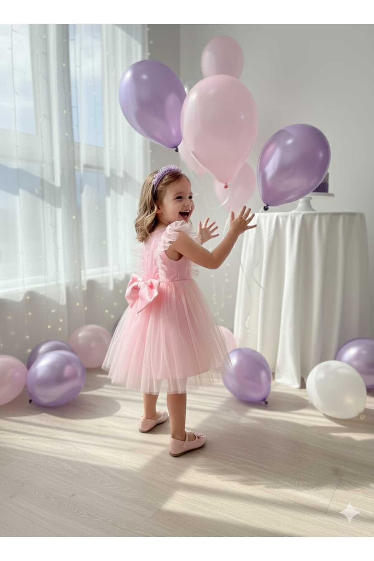 penu baby kids Pembe Tüllü Kolsuz Kız Bebek Elbise - Christie fotoğrafı 5 (önizleme)