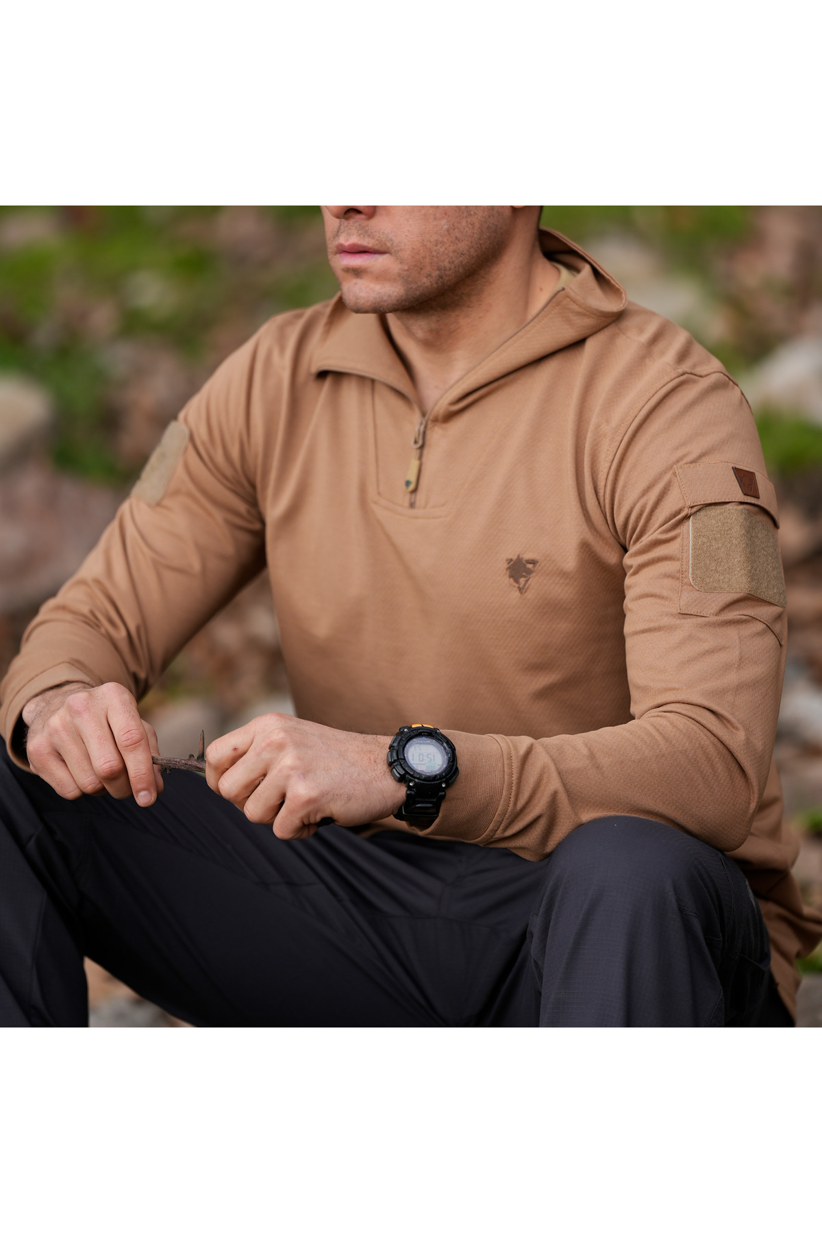 Wolftrap Tactical IRAZ Balıkçı Yaka Uzun Kollu Taktik T-Shirt Bej görsel 7