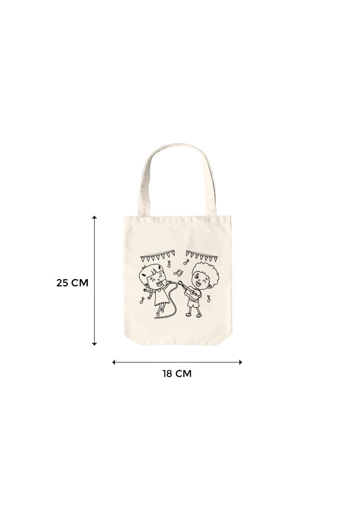 Çınar Bez Çanta  Çocuk Aktiviteleri Desenli Boyama Çantası - 10 Adet - Görsel 2