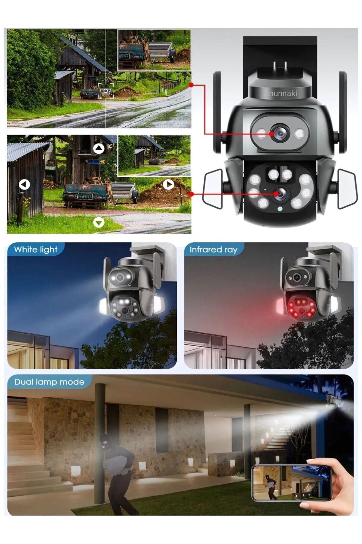 Epilons Çift Kameralı Wifi Ip Kamera 360° Hareketli Wifi İç-Dış Mekan Ptz Ses Kayıtlı Güvenlik Kamerası fotoğrafı 3 (önizleme)