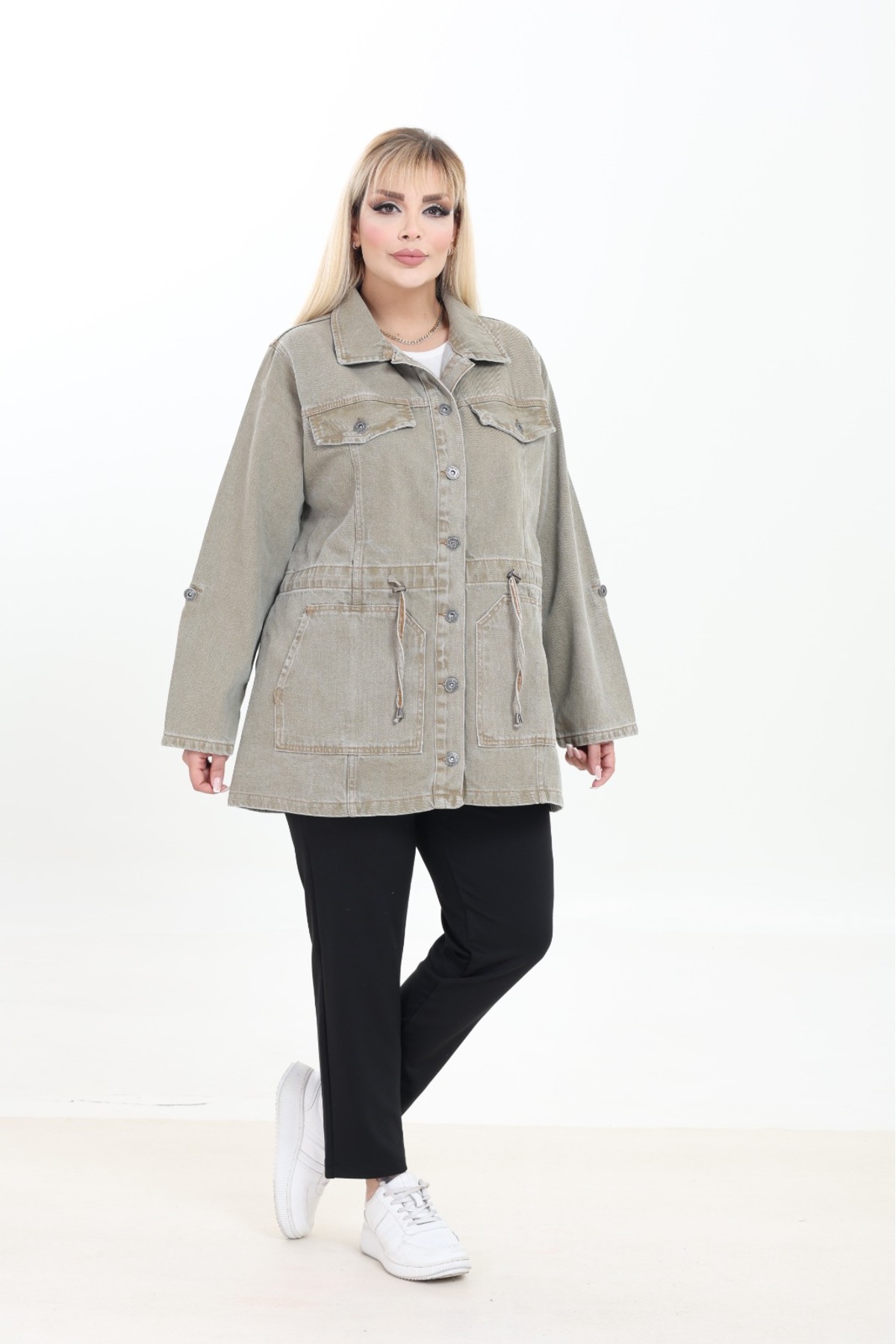 EYLÜLXXL  KADIN BÜTÜK BEDEN KOT CEKET RAHAT KALIP - Görsel 4