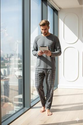 Sude HOMEWEAR SUNZER ERKEK ÜST CEPLİ AÇIK GRİ