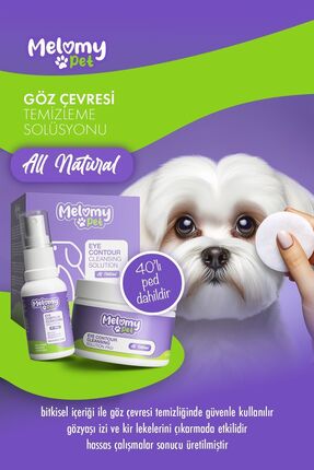 Melomy Kedi & Köpek Göz Çevresi Temizleme Solüsyonu - 40 Ped 25 ml