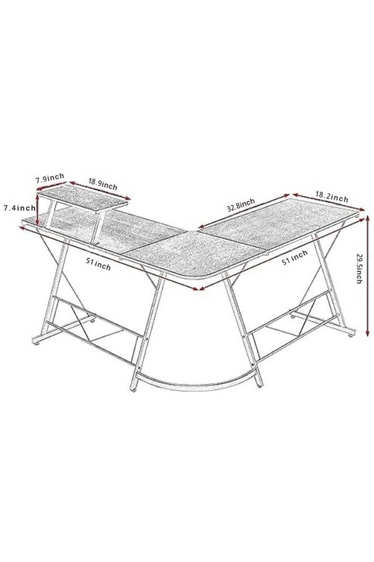 مكتب كمبيوتر زاوية على شكل حرف L – طاولة ألعاب ومح...