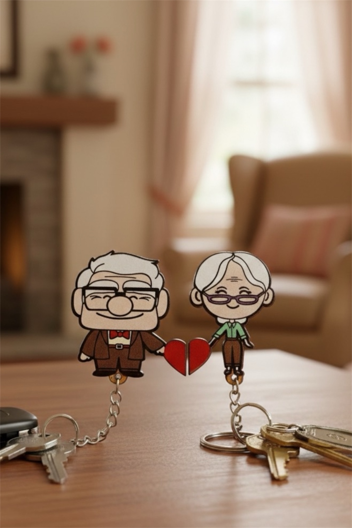 Wooden Keychain Couple Keychain Valentine Gift