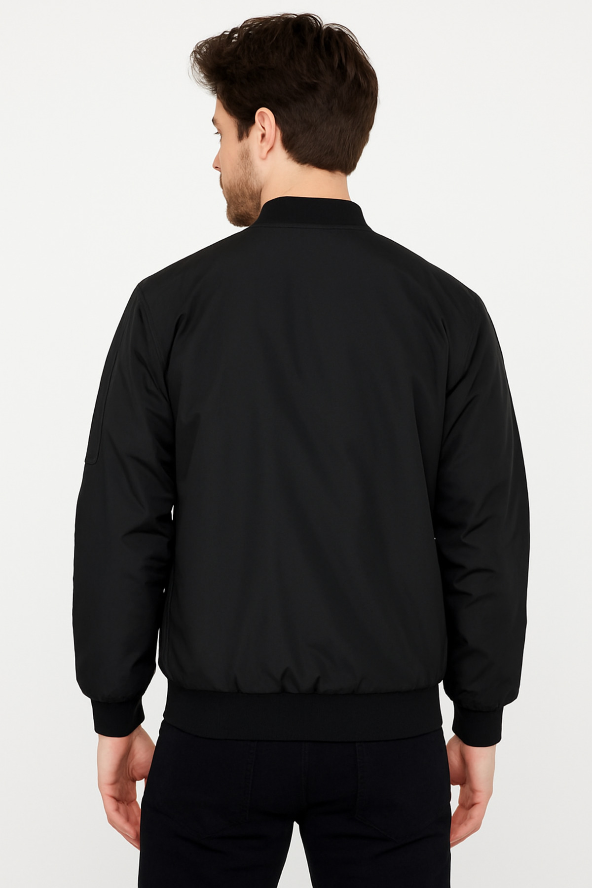 بادگیر و کت بارانی مردانه مشکی Zip-Up College — مشکی E0210-18 — تصویر 3 از 4
