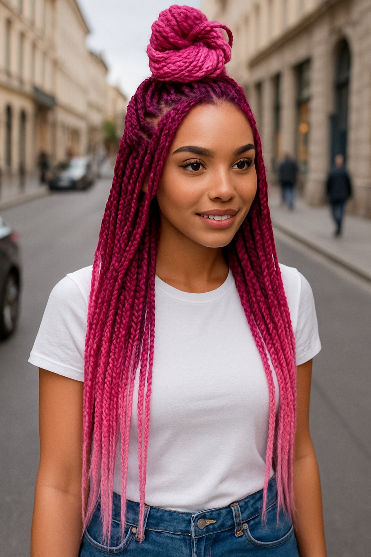 Mixed Color African Black Weave Box Braid Synthetic Hair 60cm 100gr