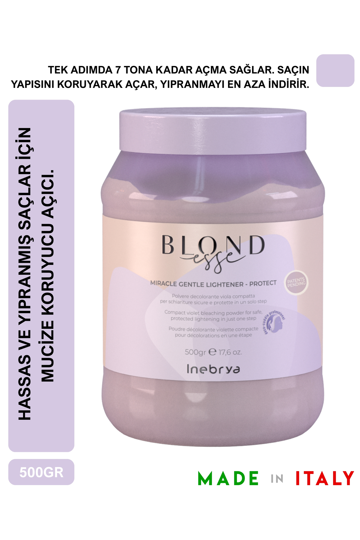 Inebrya Blondesse Mucize Koruyucu Açıcı 7+ 500 gr – Saçı Yıpratmadan Güçlü Açma — 8008277261492