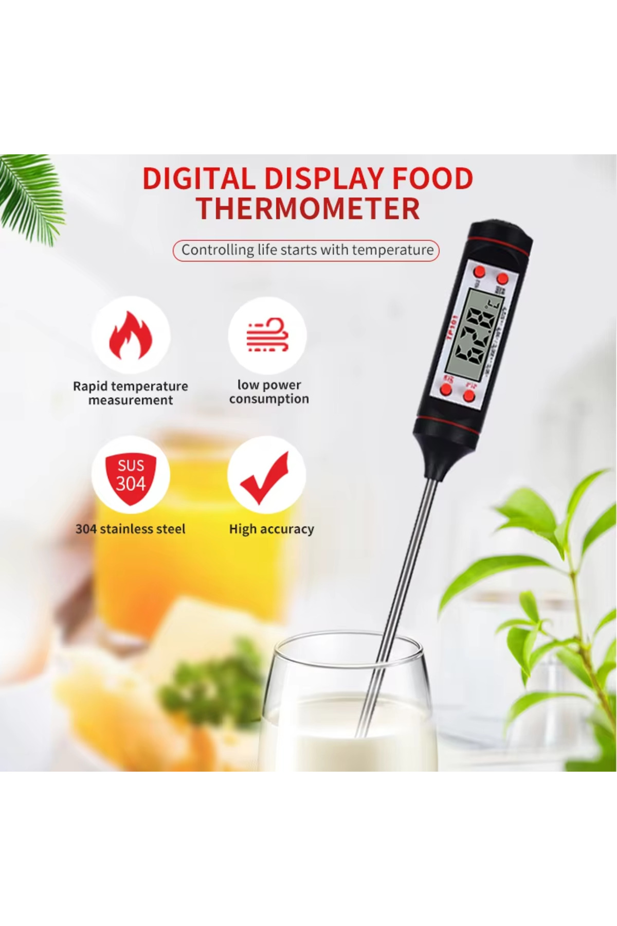 مقياس حرارة رقمي للخبز والطعام بالمسبار الإلكتروني...