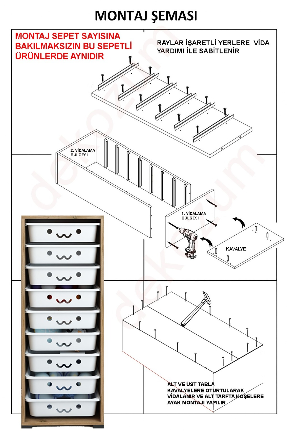 Armarks 6 Sepetli Çok Amaçlı Dolap, Mutfak Dolabı, Çocuk Oyuncak Dolabı, Oyuncak Organizer fotoğrafı 5 (önizleme)