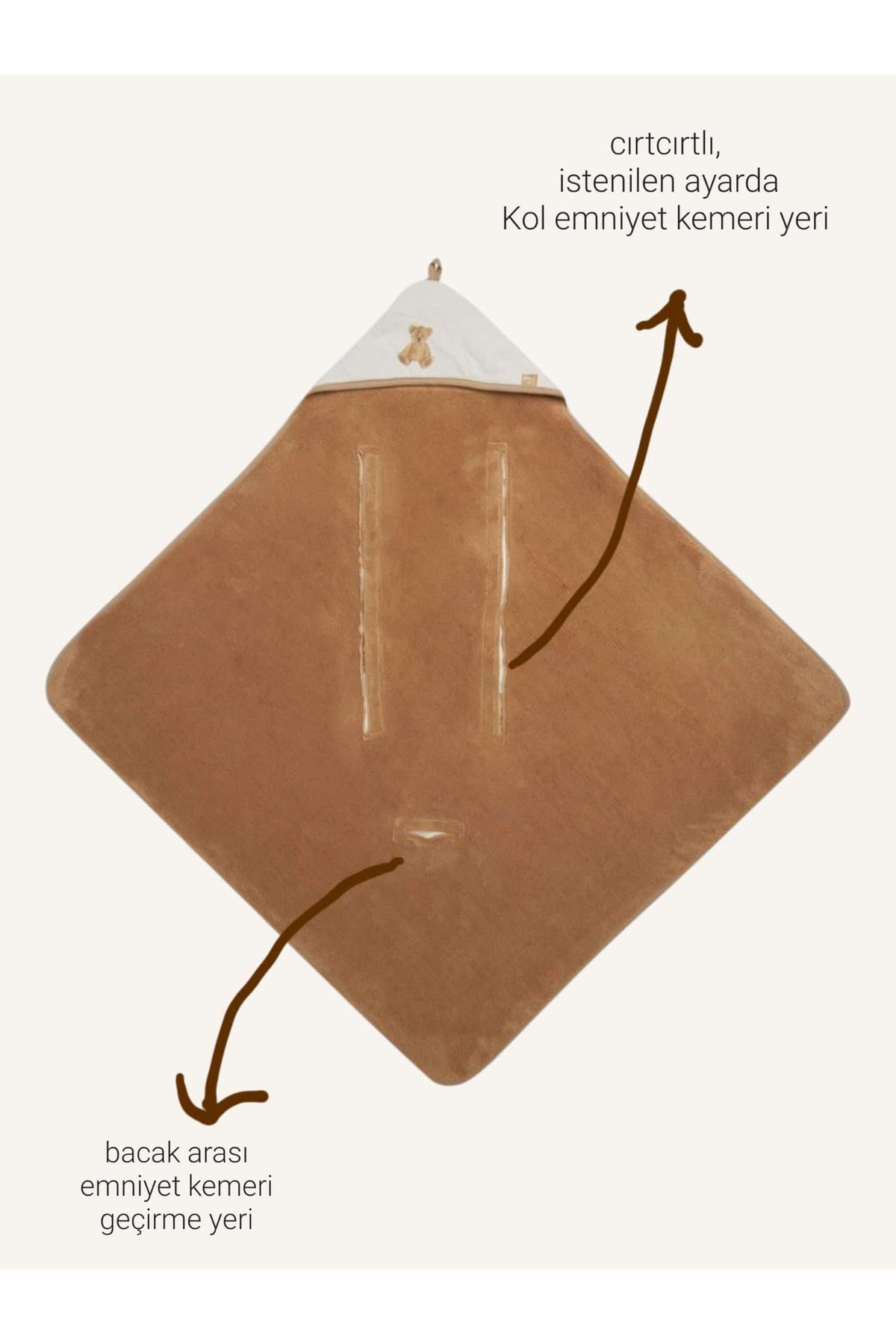 PAMUK HANIM Pamuklu çok amaçlı puset, bebek arabası, oto koltuğu kız- erkek bebek battaniye ayı teddy/kahverengi fotoğrafı 4 (önizleme)