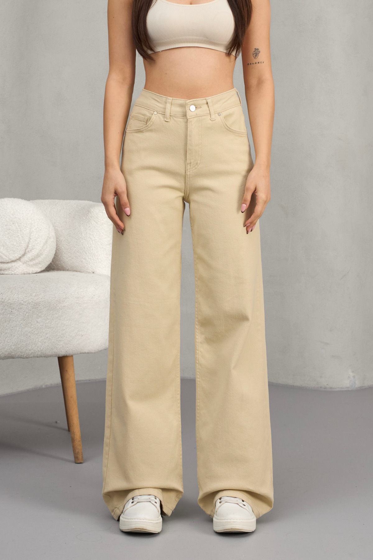 Women's High Waist Snow Wash Lycra Wide Leg Palazzo Jeans