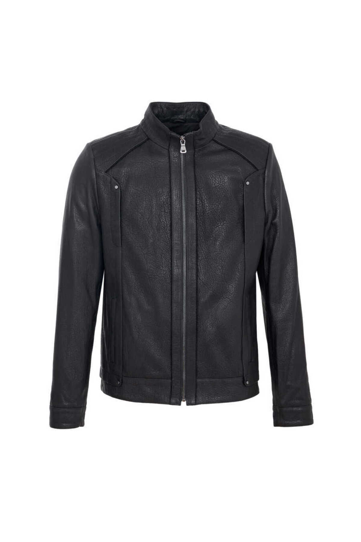 Tergan  Siyah Hakiki Deri Erkek Deri Mont - E23KDM310453-Q4O