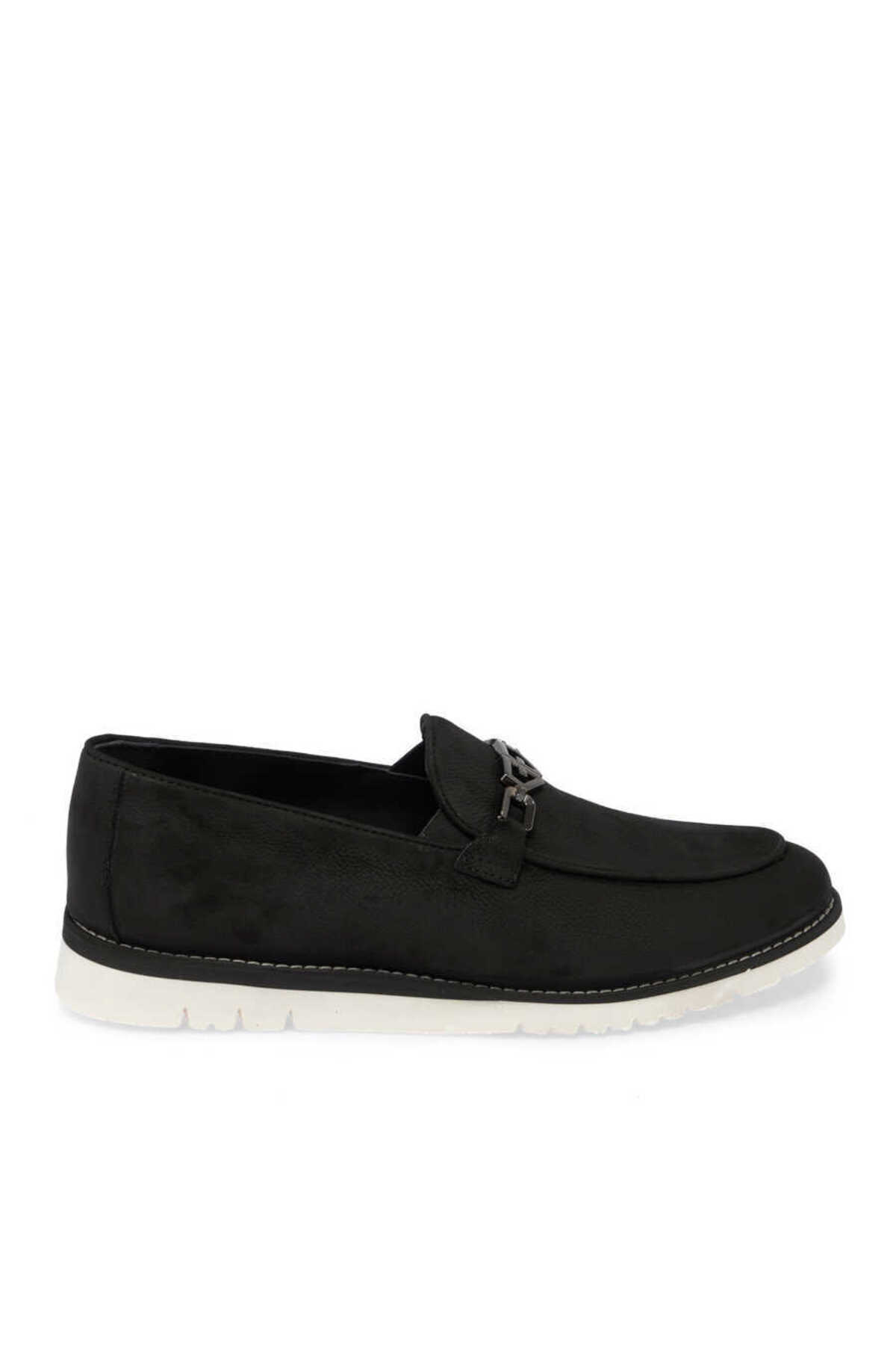Black Genuine Nubuck Leather Men's Loafer-E24I1AY56783-A64