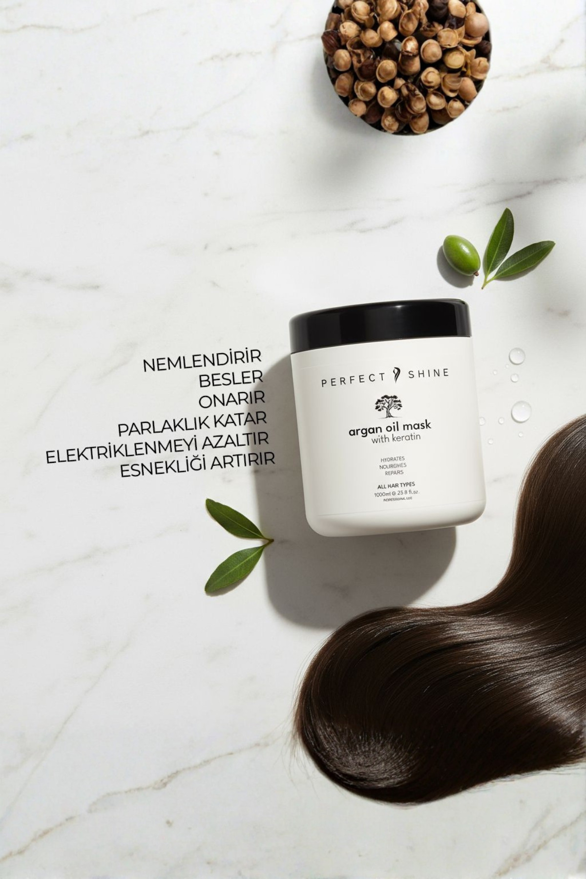 Derinlemesine Besleyici Onarıcı Yoğun Bakım Argan Yağı Keratin İpek Proteinli Saç Maskesi 1000ml — PRA-11834756-2494 — تصویر 3 از 6