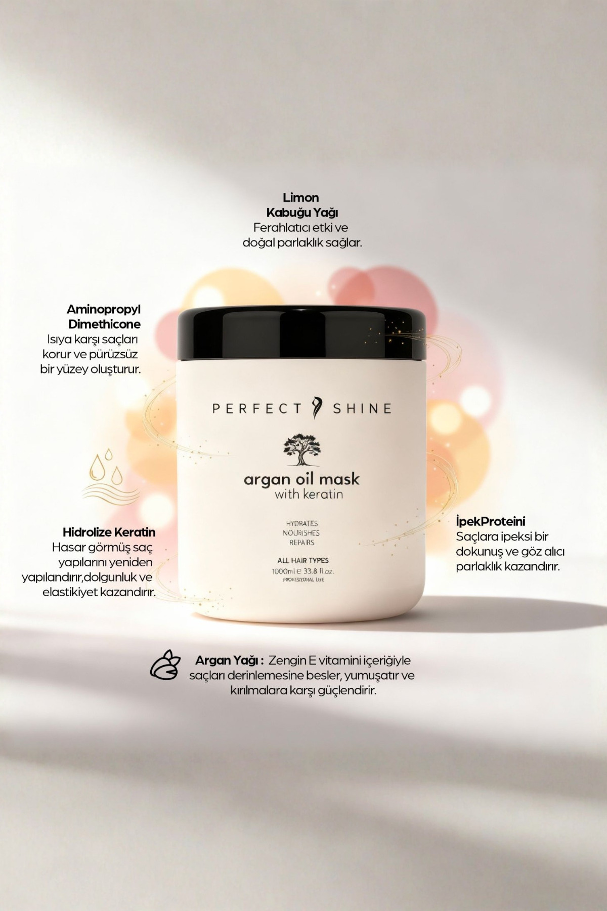 Derinlemesine Besleyici Onarıcı Yoğun Bakım Argan Yağı Keratin İpek Proteinli Saç Maskesi 1000ml — PRA-11834756-2494 — تصویر 2 از 6
