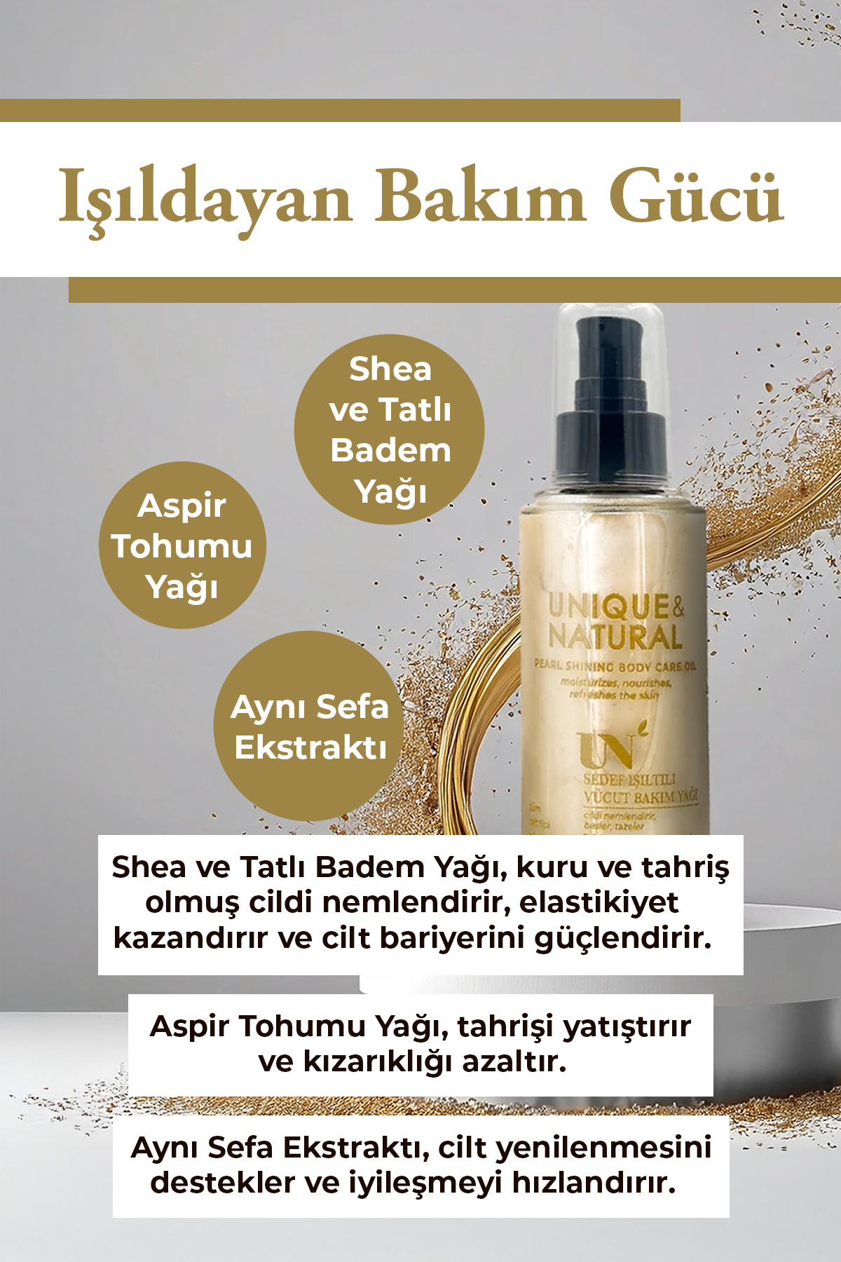 IŞILTILI VÜCUT BAKIM YAĞI — 8684298952528 — تصویر 4 از 5