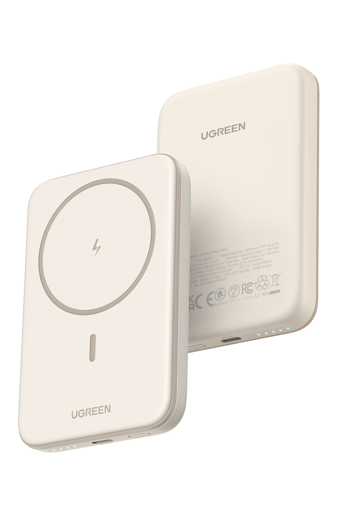 Ugreen 5.000 mAh MagSafe 15W Wireless Powerbank Bej, 25207