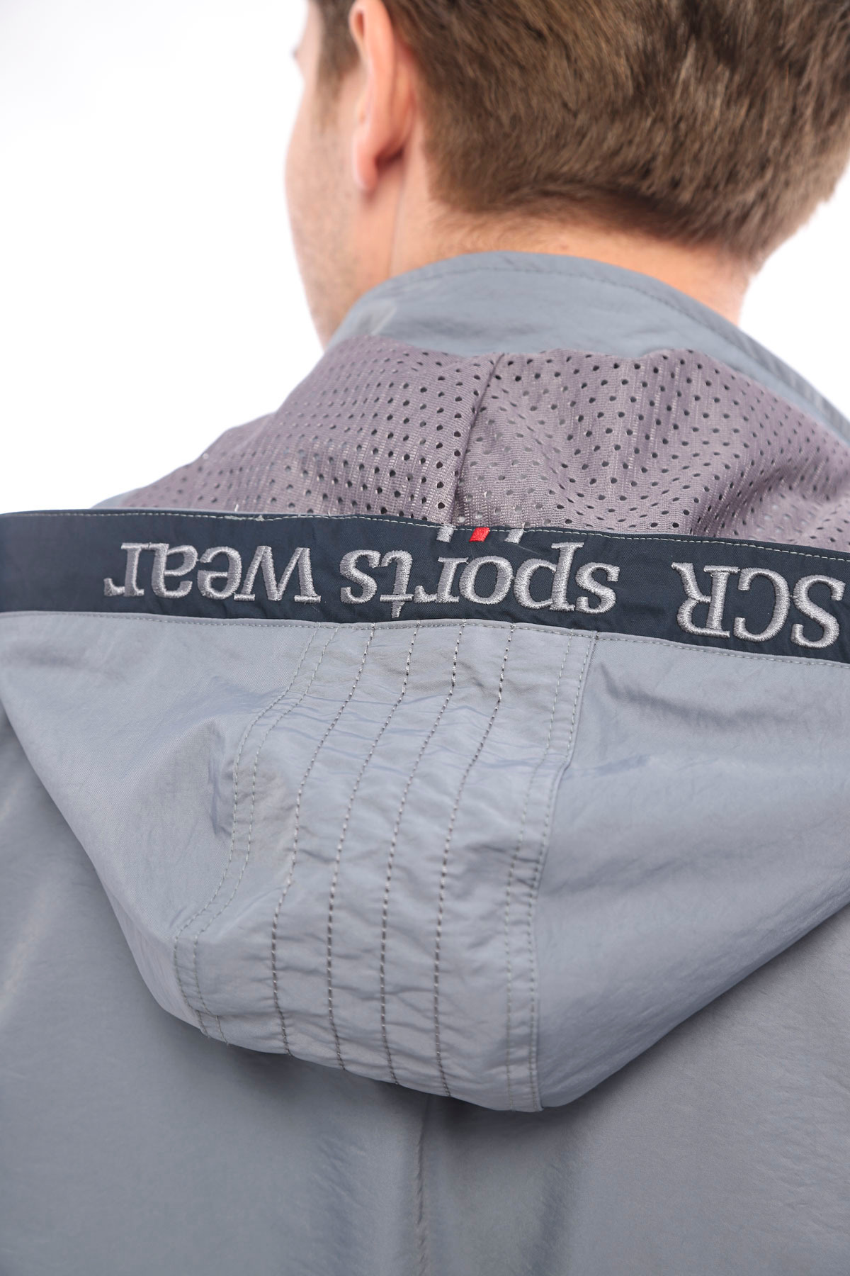 Twill Penye Kumaş Çıkma Kapüşonlu Erkek Spor Eşofman Takımı 4351 — خاکستری — تصویر 9 از 9
