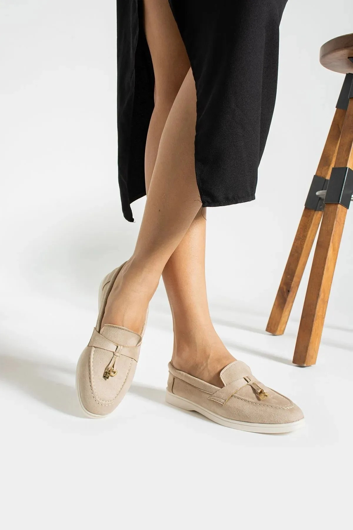 Genel Markalar  Günlük Giymelik Kadin Loafer Suet Ayakkabı Rumgayshoes - Görsel 2