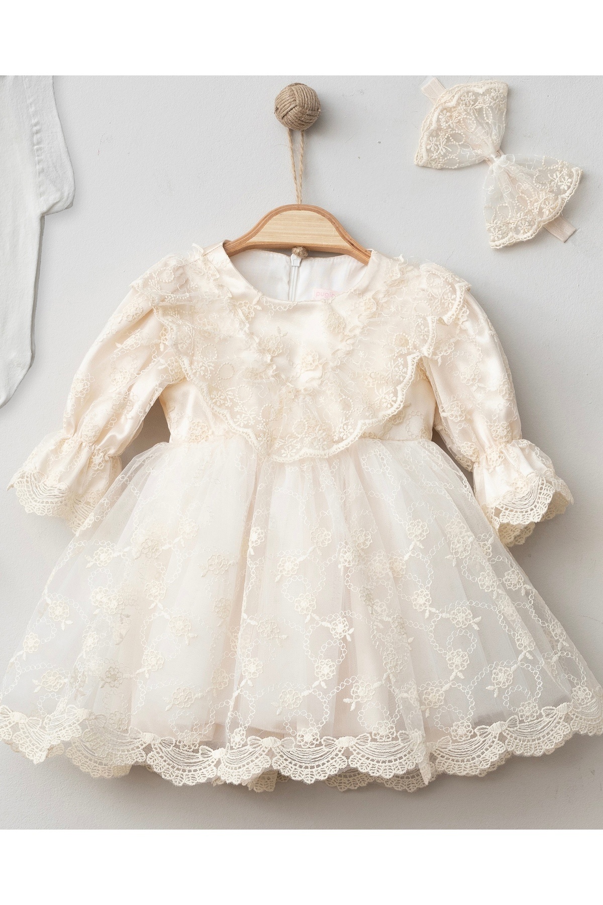 Mert Baby Sakura 4'lü Lüx Mevlüt Seti Dantelli %100 Pamuk Yenidoğan Özel Gün Kız Bebek fotoğrafı 5 (önizleme)