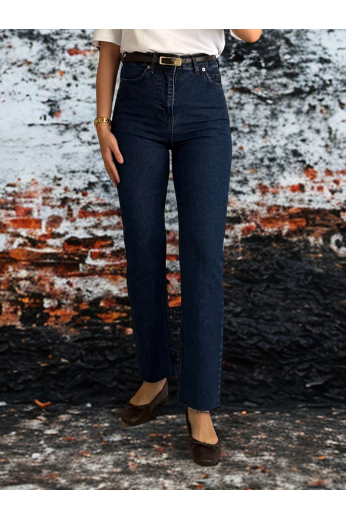 BEES JEANS  Julia Kadın Koyu İndigo Ultra Yüksek Bel Straight Jean - Görsel 3