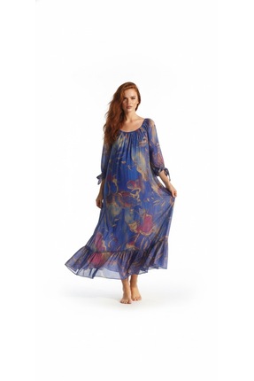 Cb Made In Italy %100 İtalyan ipeği desenli elbise