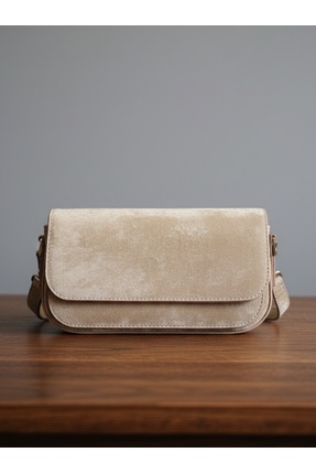 MinelFashıon Süet Kadın El Çantası & Omuz Çantası Ayarlanabilir Askılı Vizon