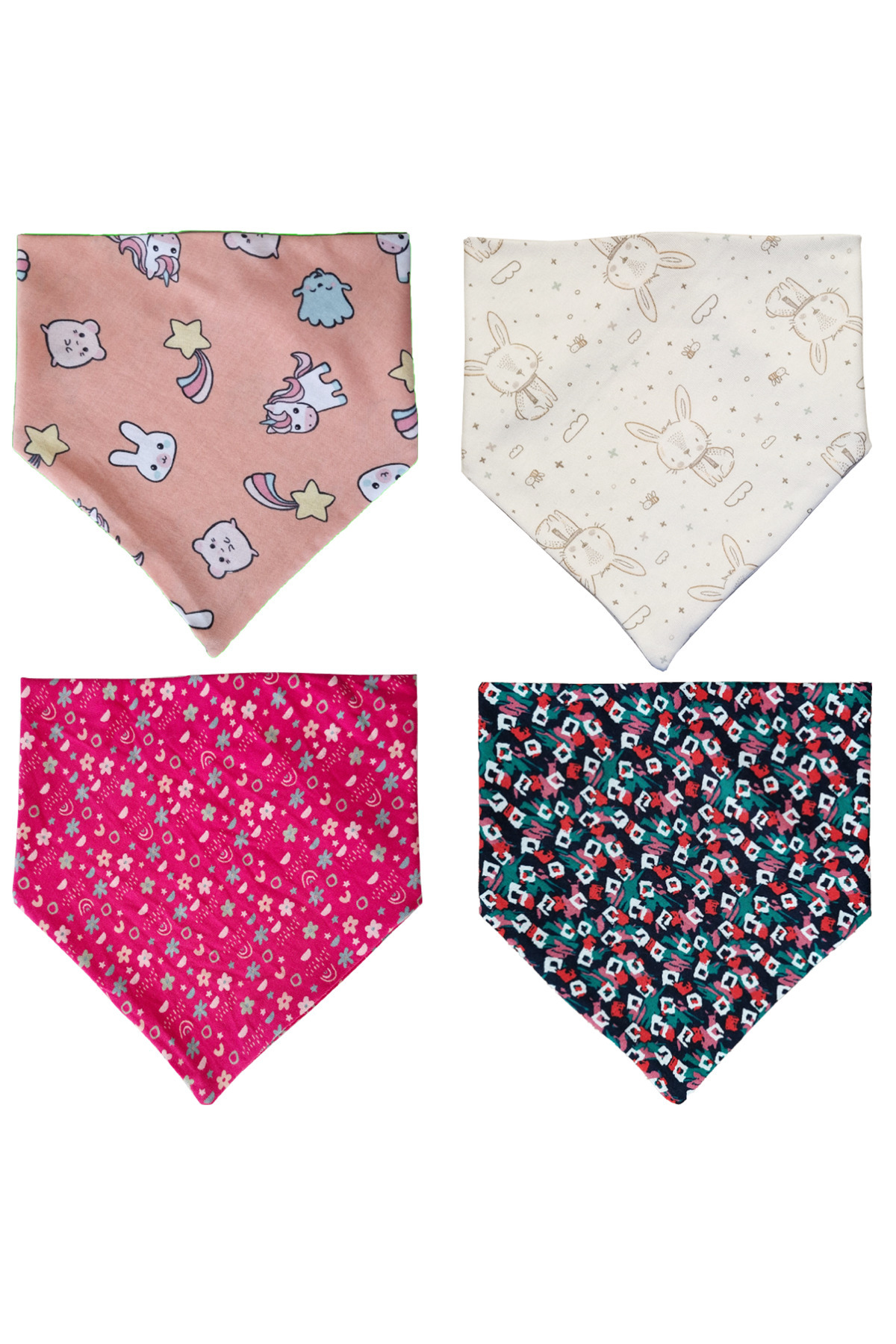 Baby Minik Kız Bebek Üçgen Fular Penye Salya Ve Mama Önlüğü 10 Adet fotoğrafı 4 (önizleme)