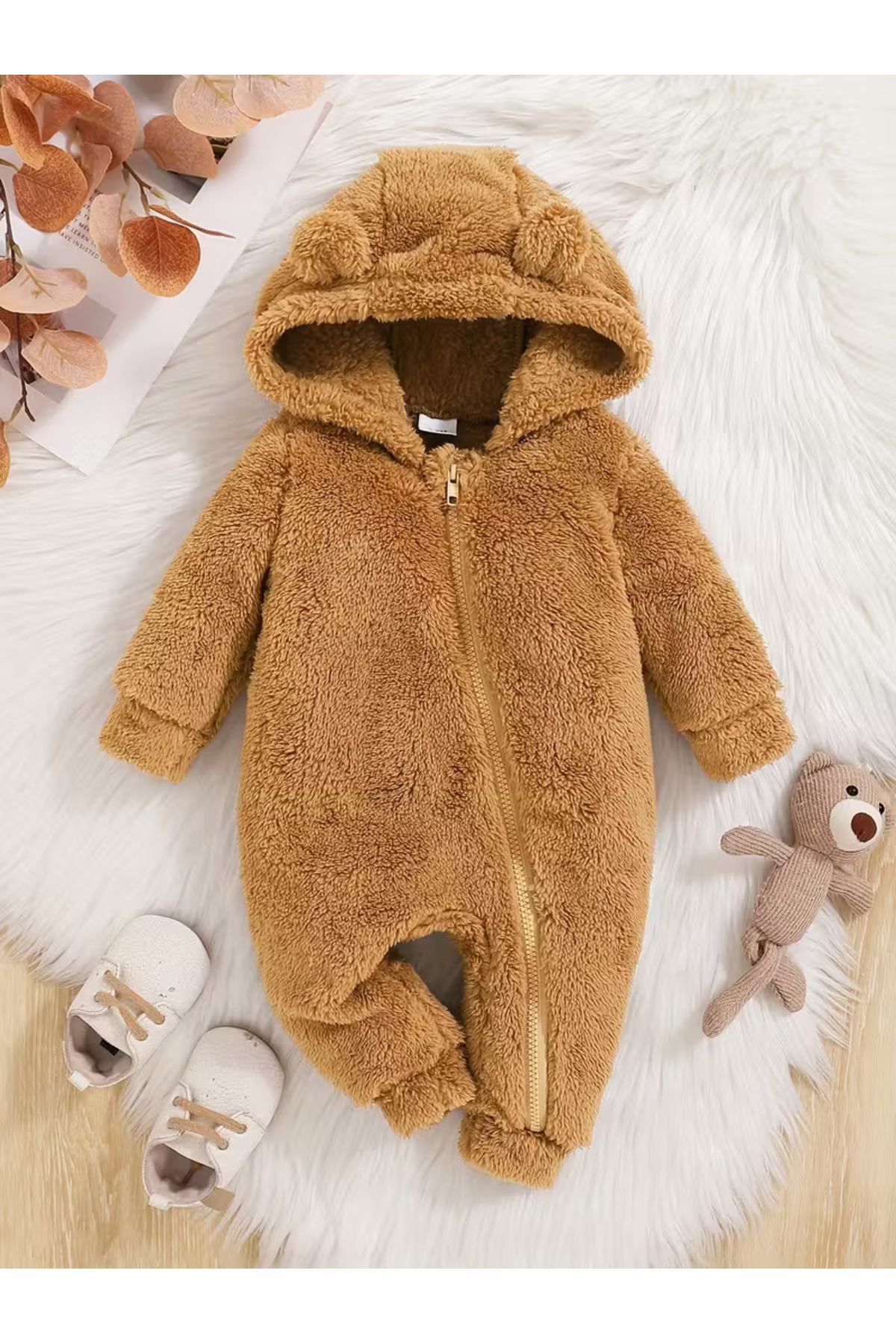 BABYSİ KİDS CLUB Kapşonlu Bebek Peluş Welsoft Tulum (DIŞ VE IÇ ÇİFT TARAFLI WELSOFT PELUŞ YÜNLÜ) fotoğrafı 2 (önizleme)