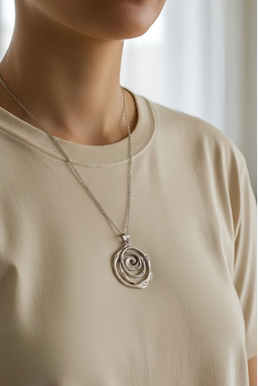 WhimsyWhite Spiral çelik kolye