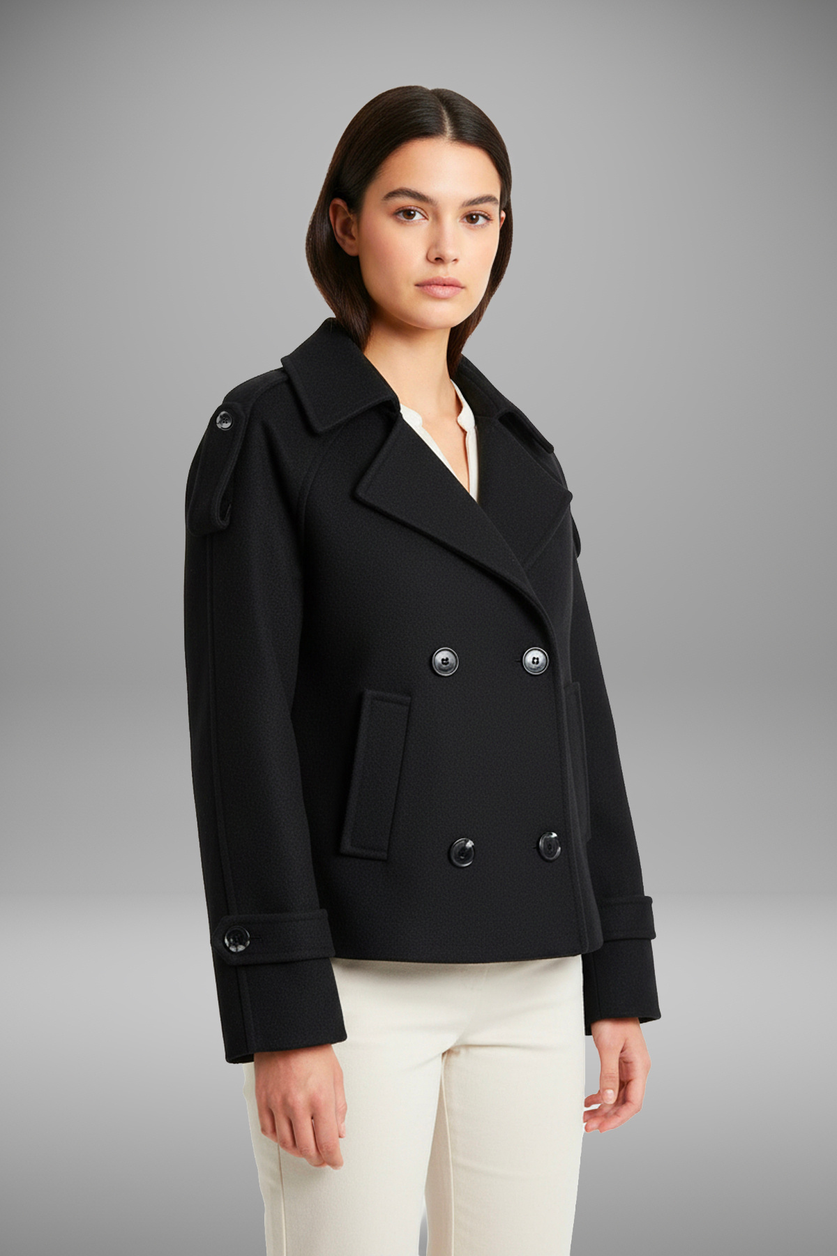 Soydan Güner  Kadın Crop Kaban Siyah 1425