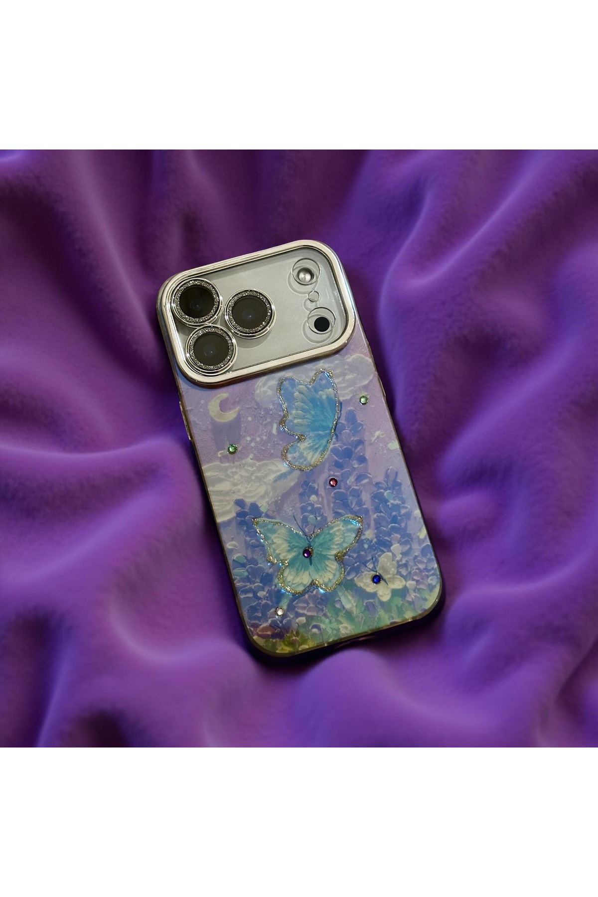Iphone 16e (6.1 inch) Compatible Patterned Hologram Glitter Camera Protector Lux Case Cover