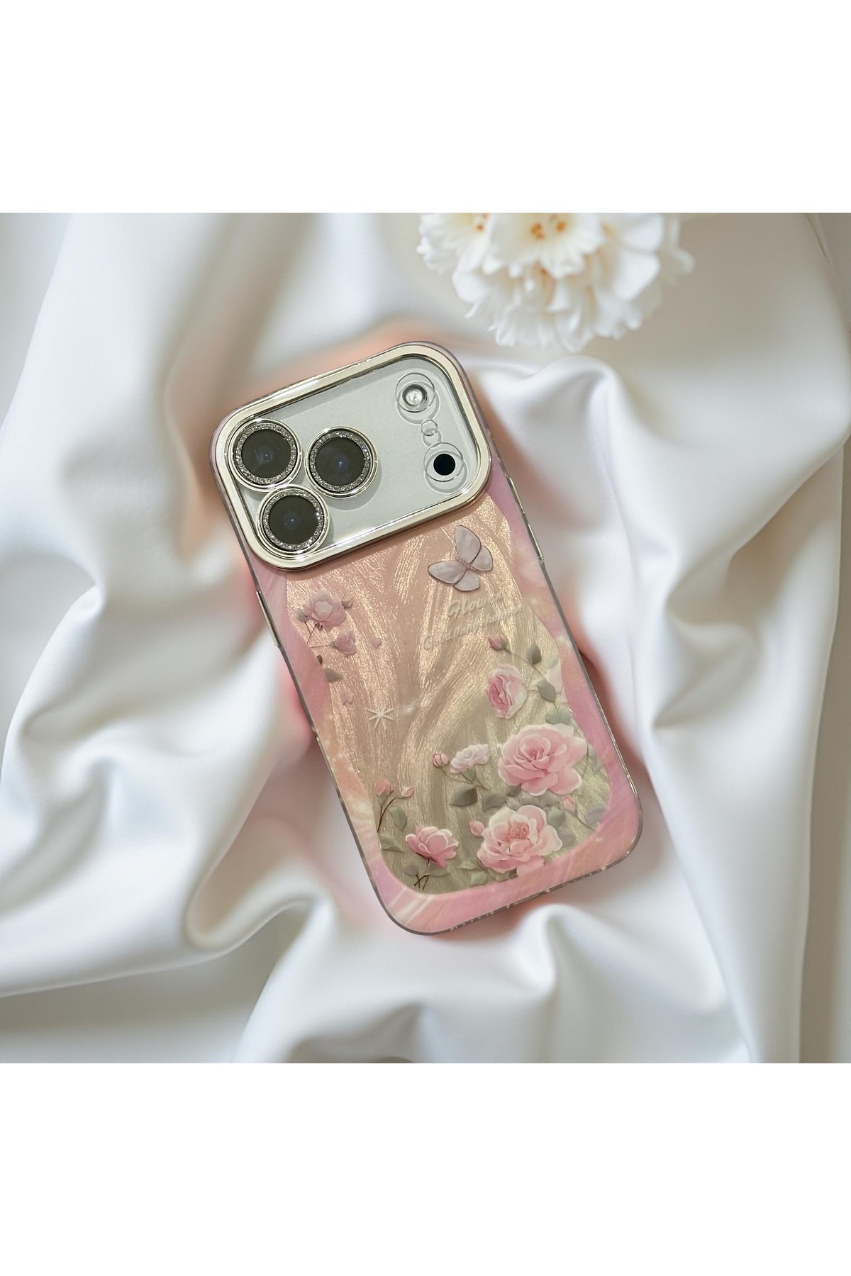 Iphone 16e (6.1 inch) Compatible Patterned Hologram Glitter Camera Protector Lux Case Cover