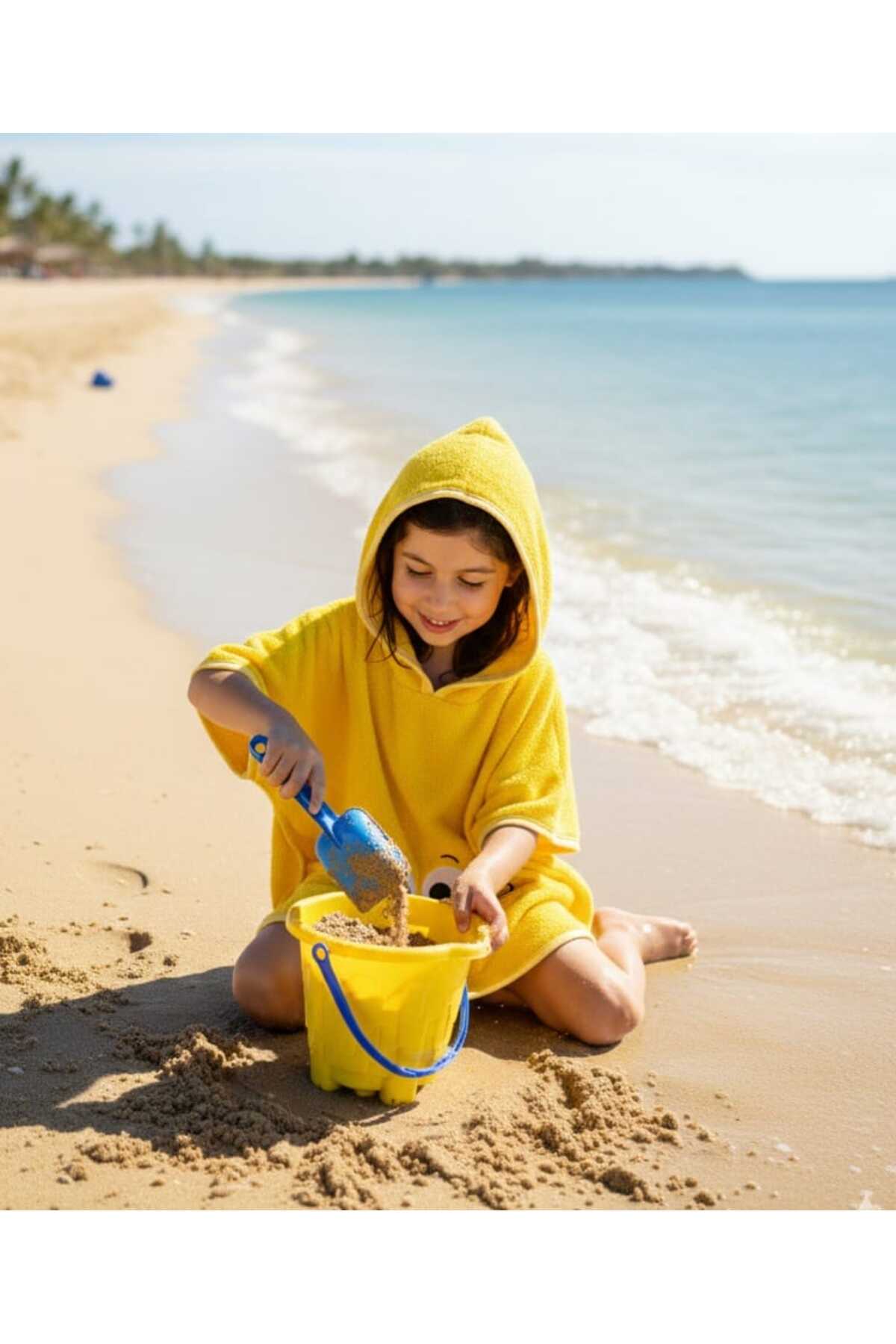 PAMUK HANIM Pamuklu yumuşacık Havlu Kız-erkek Çocuk Deniz Plaj, Havuz, banyo Kapşonlu Panço SARI /GÖZ fotoğrafı 2 (önizleme)